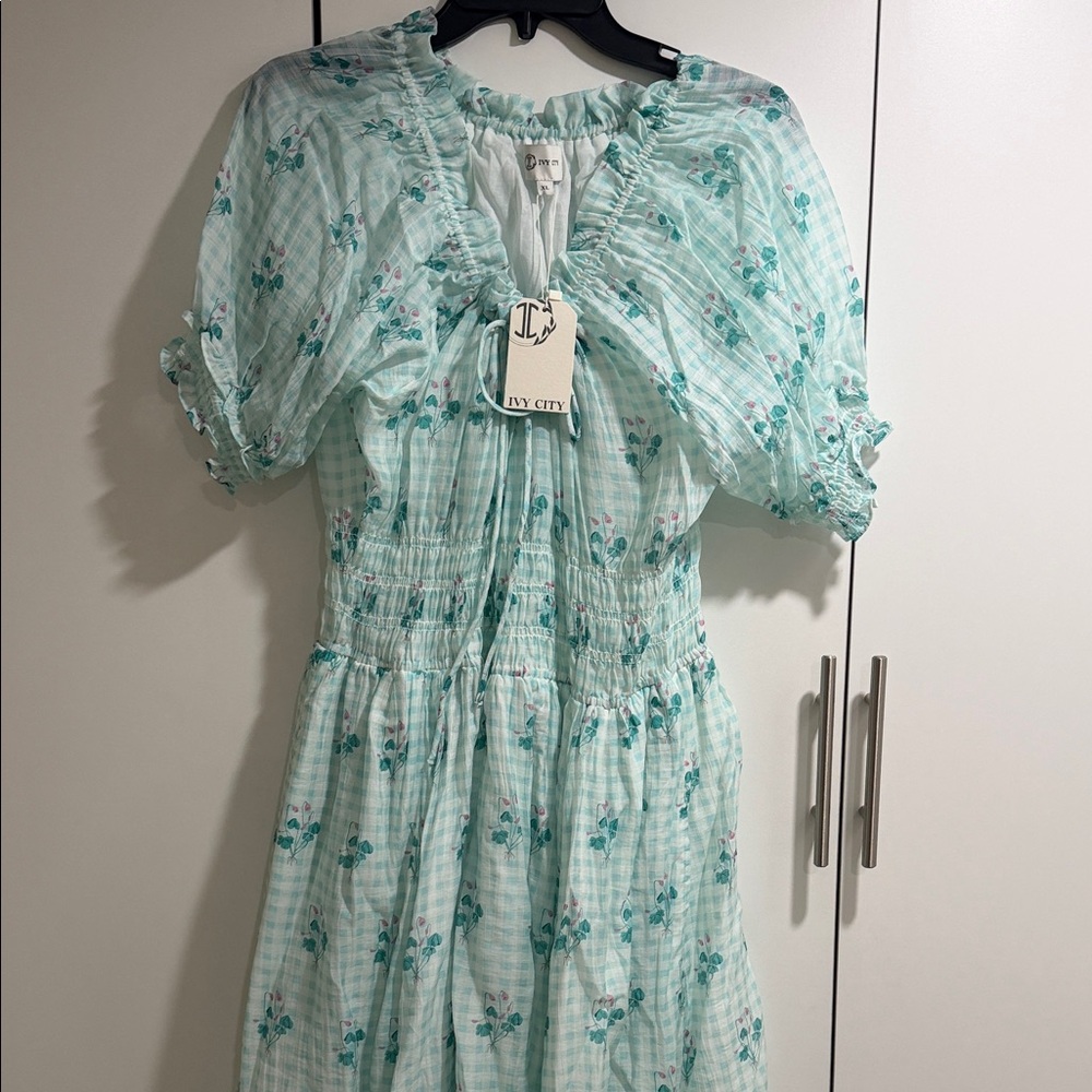 Ivy City Co Mint Green Floral Midi Dress